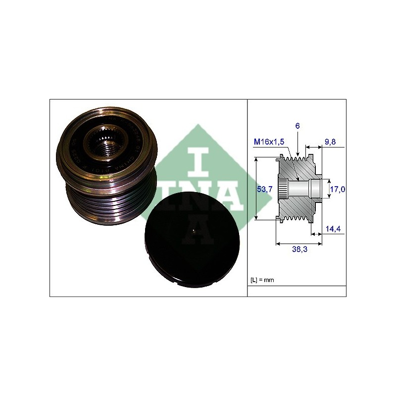 Sprzęgiełko alternatora 9-3, 9-3X, 9-5 1.9TiD 120KM 150KM 180KM  INA