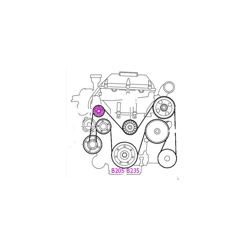 Zestaw paska alternatora z trzema rolkami 9-5 1999-2010 R4 z klimatyzacją, z rolką środkową DAYCO